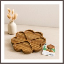 Ecotrend Ahşap Yuvarlak Sunum Tepsisi 4 Kalp Bölmeli (Akasya) 21X1.4 cm ECO123