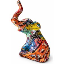 Tr Sofıart Pop Art Desenli Dekoratif Fil Biblo – Modern Renkli Ev Aksesuarı