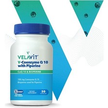 Velavit V-Coenzyme Q10 With Piperine 30 Kapsül Vegan Formül Türkiye Menşeli Enerji Takviyesi