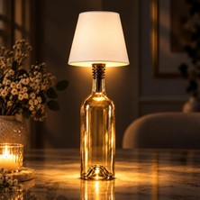 Tr Şişe Tipi LED Masa Lambası(Şişe Dahil Değildir), 3 Işık Seçenekli Dokunmatik Dekoratif Aydınlatma, USB Şarjlı Kablosuz Masa Lambası, LED-L200 (Beyaz)