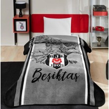 Taç Taraftar Lisanslı Tek Kişilik Battaniye (160X220)-BEŞİKTAŞ Kara Kartal