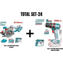 Total Set-24 (Total Lı-Ion Akülü Daire Testere+Akülü Darbeli Matkap 66NM+20V 4,0 Ah Batarya+Şarj Aleti)