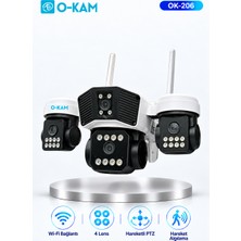 O-Kam OK-206 Plus W 4 Lensli Wi-Fi Destekli Ptz Güvenlik Kamerası