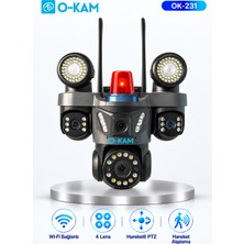 O-Kam OK-231 Premium W 4 Lensli Wi-Fi Destekli Güvenlik Kamerası