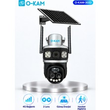 O-Kam OK-3033 10X Optik Zoom 2 Lensli Güneş Panelli 4g Güvenlik Kamerası