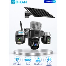 O-Kam OK-5210 3 Lensli Güneş Panelli Wi-Fi Destekli Güvenlik Kamerası