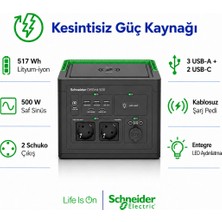 Schneider Electric PPS500-GR Offgrid 500W 517WH Lityum Iyon Taşınabilir Güç Istasyonu, Saf Sinüs, 230V, Usb-C