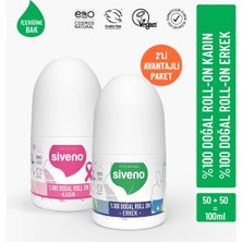 Siveno %100 Doğal Roll On Kadın & Erkek Deodorant Ter Kokusu Önleyici Bitkisel Lekesiz Vegan 50 ml Set