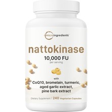 Micro Ingredients Nattokinase 10,000 Fu Per Serving, 240 Veggie Capsules Orijinalu Usa Menşeii Dmmedicineden
