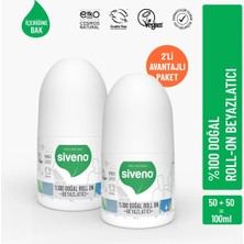 Siveno %100 Doğal Roll-On Beyazlatıcı Etkili Deodorant Ter Kokusu Önleyici Bitkisel Lekesiz Vegan 50 ml 2X Adet