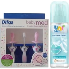 Ceylan Adam 3'lü Damak Kaşıma ve Diş Bakım Seti, Pembe, Uni Baby Bebek Kolonyası Bebeksi Dokunuş 150 ml + Difaş Bebekler Için