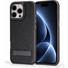 Watch of Royal Caseon Iphone 15 Pro Max Siyah Manyetik Özellikli Standlı Deri Kılıf