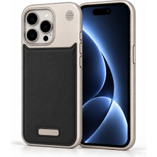 Watch of Royal Therock 15 Pro Max Titanyum Gri Manyetik Özellikli Alüminyum Alaşımlı Hakiki Deri,Kokulu Metal Kızaklı Telefon Kılıfı