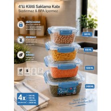 Ceylan Adam Saklama Kabı, 4'lü Kilitli Sızdırmaz Bpa Içermez Mavi Renk