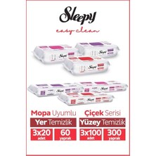 Ceylan Adam Easy Clean Çiçek Serisi 3X100 Yüzey, 3X20 Yer Temizlik Havlusu Karma Paket