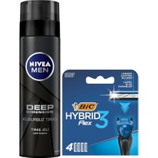 Ceylan Adam Erkek Tıraş Jeli Deep Dimension 200 ml + Bıc Hybrid 3 Flex 4'lü Yedek Tıraş Bıçağı Kartuşu