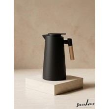 Ceylan Adam Termos Bambu Saplı Dışı Plastik Içi Cam 1 L (Siyah)