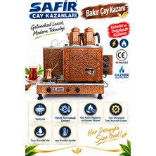 Safir Çay Kazanları 2 Gözlü Bakır Çay Kazanı Elektrik + Doğalgazlı Bakır Çay Semaveri Ce ve Gazmer Açılış Onaylı Gaz Emniyet Kilit Sistemli Gaz Vanalı Hanzade Model Bakır Çay Ocağı Kazanı