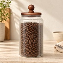 Ceylan Adam 1700 ml Akasya Kapaklı Çizgili Cam Kavanoz