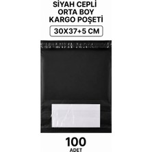 Royaleks If Siyah Cepli Orta Boy Kargo Poşeti 30X37+5 cm 100 Adet