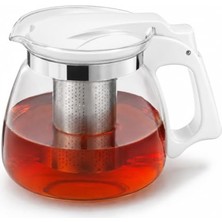 Ceylan Adam Demlik, Cam 900 Ml, Paslanmaz Çelik Süzgeçli Filtreli Çaydanlık, Çay, Bitki Çayı Süzgeci, Isıya Karşı Dayanıklı Pratik Üst Kısım Tek Parça (Beyaz, 900, Mililitre)