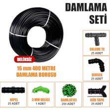 Ceylan Adam 400 Metre Damla Sulama Sistemi Damlama Borusu ve Ek Parçaları Bahçe Ağaç Fidan Sebze Sulama Ekipmanları Damlama Hortumu
