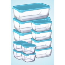 Ceylan Adam Saklama Kabı, Paşabahçe Mavi Kapaklı Snowbox Takımı 11 Parça 3 Büyük + 4 Orta + 4 Küçük