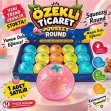 Özekli Ticaret Squeezy Round Işıltılı Meyve Topu – Tok Dokulu, Parlak ve Eğlenceli Duyu Oyuncağı !!serttir!!
