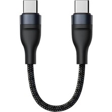 Ceylan Adam Polham 25 cm 60W Süper Hızlı Pd Type C To Type C Şarj Kablo, Kısa Halat Örgülü Kopmaz Kırılmaz Kablo