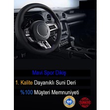 Ceylan Adam Süper Deri Direksiyon Kılıfı, Mavi Şeritli Spor Dikiş, ONBDK0003672, Kia ile Uyumlu Rio Için