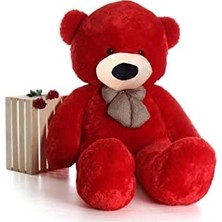 Ceylan Adam 90 cm Papyonlu Sevimli Peluş Şaşkın Ayı - Sevgiliye Özel Hediye Kırmızı