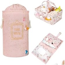 Ceylan Adam Bebek 3'lü Set, Bebek Bakım Çantası, Alt Bakım Çantası, Kirli Çamaşır Sepeti, Pembe