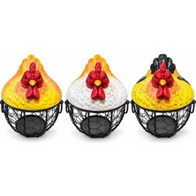 Ceylan Adam Tavuk Figürlü Polyester Kapaklı Metal Yumurta Sepeti