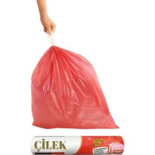 Ceylan Adam Kokulu Büyük Boy Büzgülü Çöp Poşeti 10'lu Rulo 65 x 70 cm Yırtılmaz Sızdırmaz Atık Torbası Çilek 60 L