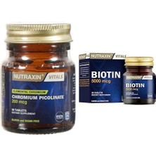Ceylan Adam Vitals Chromum Picolinate 200 Mcg 90 Tablet Takviye Edici Gıda ve Nutraxin Vitals Biotin 5000 Mcg 30 Tablet Takviye Edici Gıda