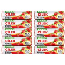 Ceylan Adam Büyük Boy Çilek Kokulu Büzgülü Çöp Torbası, 65X70 Cm, 60 L, Çöp Poşeti, Su Geçirmez, Kalın, 10 Paket 100 Adet (Büyük Boy, 10 Paket Çilek Kokulu)