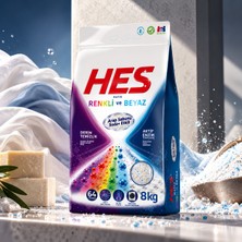 Hes Toz Çamaşır Deterjanı 8 kg – Arap Sabunu ve Soda Etkili, Renkliler ve Beyazlar Için, 64 Yıkama
