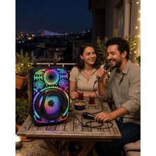Astraltech If Taşınabilir Bluetooth Speaker Mikrofonlu Rgb Işıklı Karaoke Ses Sistemi