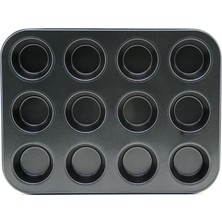 Ttt If 12'li Muffin Kek Kalıbı - Metal - Siyah