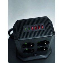 Astraltech If 8'li Dikey Çoklu Priz 4 USB 2 Type-C Akım Korumalı Anahtarlı Priz