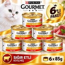 Gourmet Gold Kıyılmış Sığır Etli Yetişkin Kedi Yaş Mama 6X85G