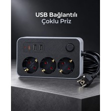Astraltech If Çalışma Alanlarına Uygun Anahtarlı USB ve Type C Şarj Çıkışlı Kablolu Çoklu Priz