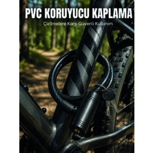 Astraltech If 12 mm Pvc Kaplamalı Bisiklet Kilidi 80 cm Anahtarlı Çelik Halat Kilit 2 Anahtarlı Güvenlik Kilidi