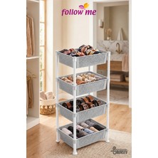 Follow Me Inci Nostalji 4 Katlı Sebzelik & Düzenleyici Raf Gri