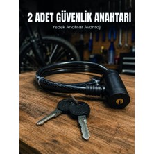 Astraltech If 12 mm Çelik Halat Bisiklet Kilidi 80 cm Anahtarlı Güvenlik Kilidi Pvc Kaplamalı Scooter ve Elektrikli Bisiklet Uyumlu