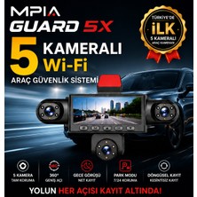 MPIA Guard 5x 5 Kameralı Araç Güvenlik Kamerası – Wi-Fi 360° Park Modlu Araç Içi ve Dış Kayıt Cihazı