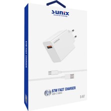 Sunix S67 Type-C Set Şarj White