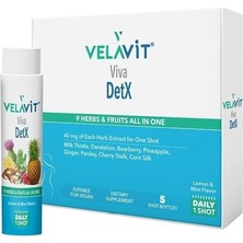 Velavit Viva Detx 5 Adet 40ml Şişe Türkiye Menşeli Zencefil, Deve Dikeni, Karahindiba İçeren Takviye