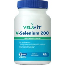 Velavit V-Selenium 200 60 Tablet Selenyum İçeren Takviye Edici Gıda Vegan Uygun Menşei TR