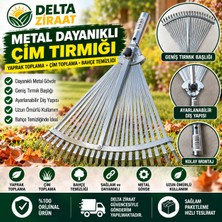Delta Ziraat Metal Dayanıklı Ayarlanabilir Çim ve Yaprak Toplama Tırmığı Bahçe Temizleme Aparatı